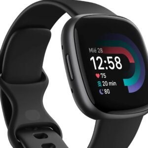 Google Fitbit Versa 4 smartwatch negro con correa de silicona y pantalla de salud